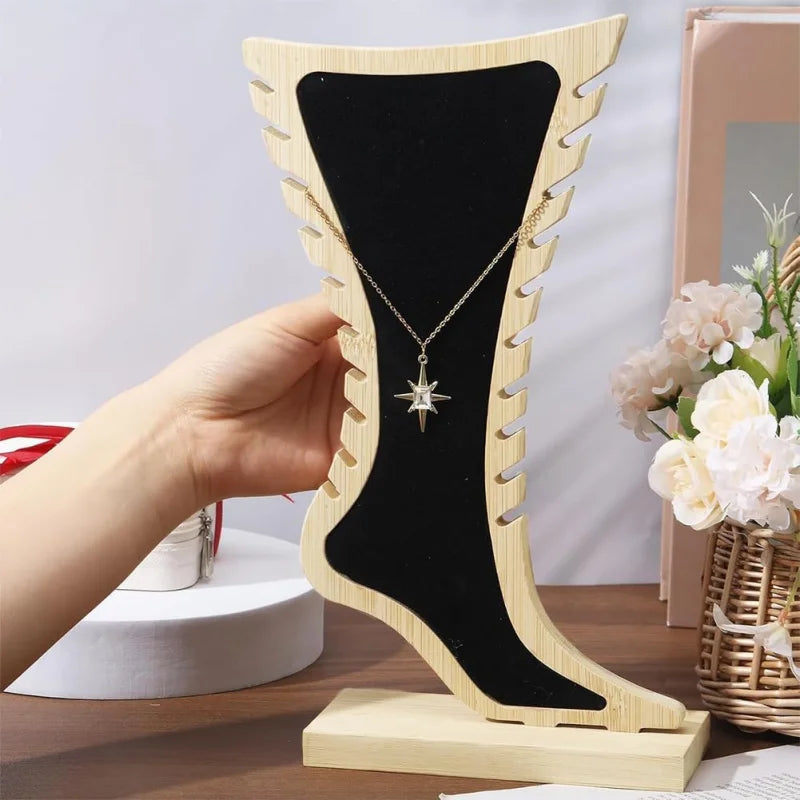 Présentoir bracelet cheville bois clair vertical