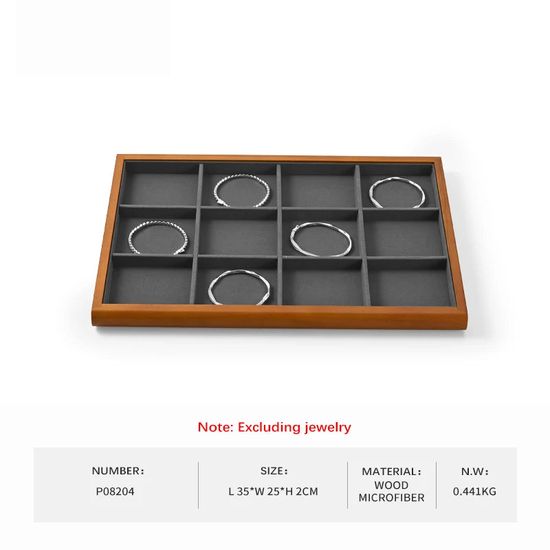 Plateau Bijoux Bois Gris Velours Modulable