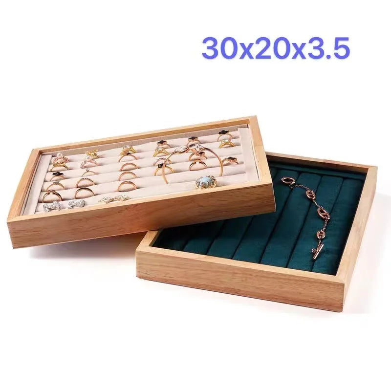 Plateau Bois Bagues Rangement Vitrine Bijoux