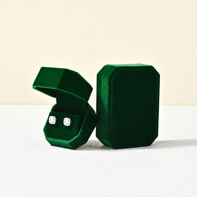 Boîte Bague Velours Vert Pierres Précieuses