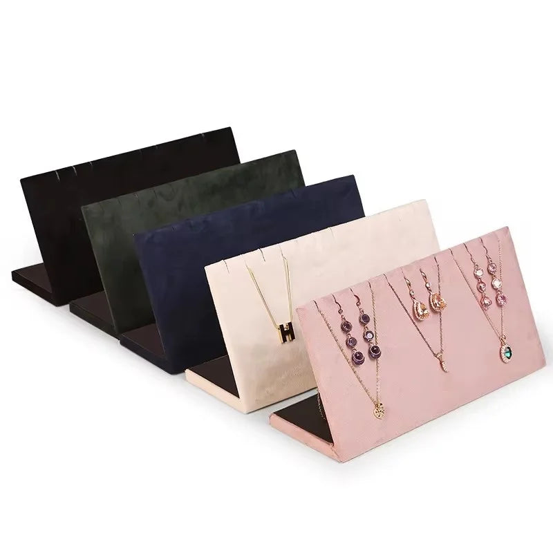 Présentoir Collier Velours Noir Beige Rose