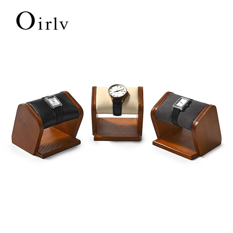 Présentoir Montre Bois Massif Velours Cuir