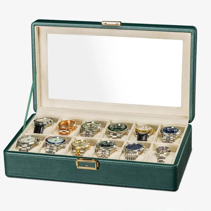 Boîte Montres Cuir Litchi Vitrine Multi-Capacité