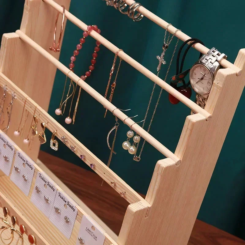 Présentoir Boucle d'Oreille Bois Massif Vitrine