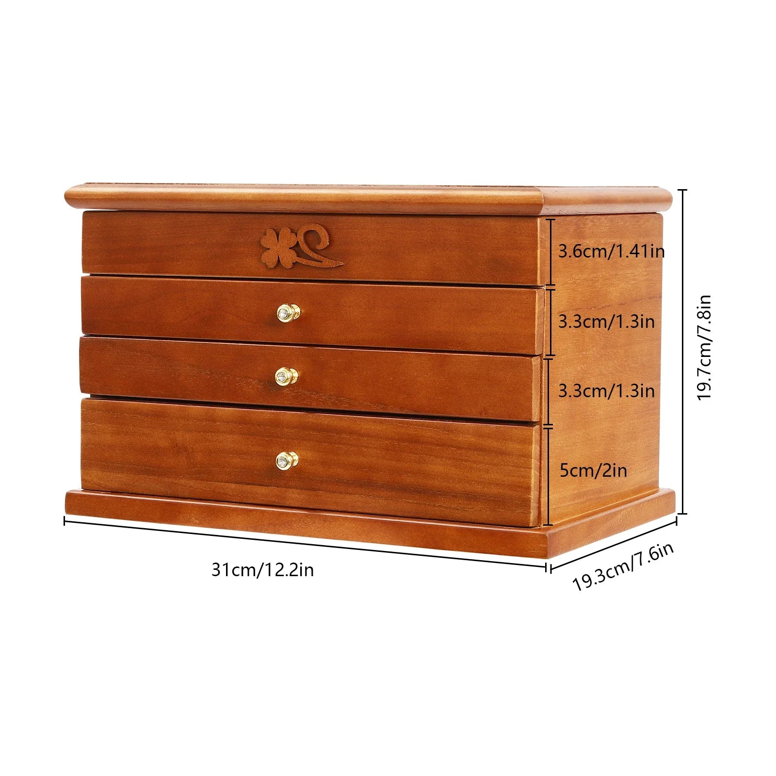 Boite Bijoux Bois Velours 4 Niveaux Miroir