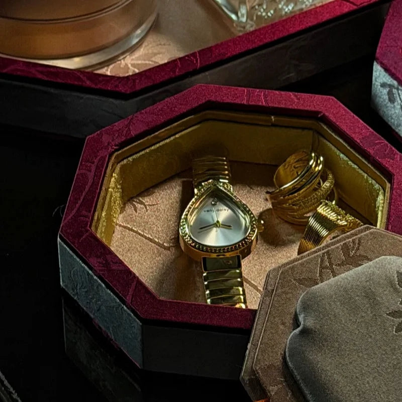 Plateau Bijoux Velours Brocart Palais Vintage