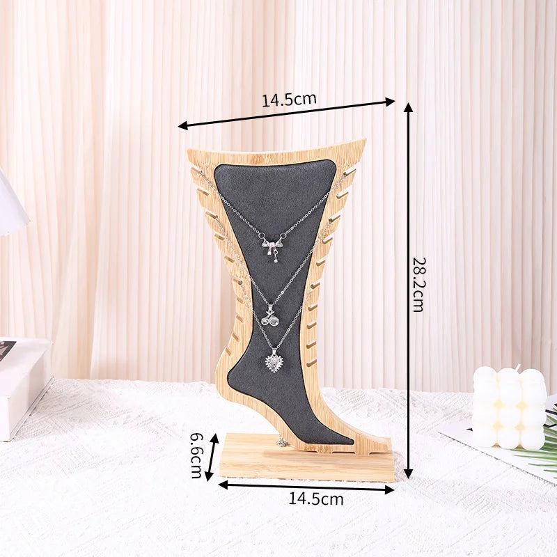 Présentoir bracelet cheville bois clair vertical