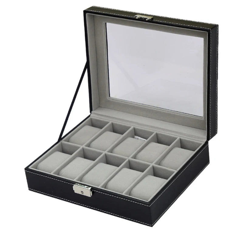 Boite Montre Cuir Verre Multi Emplacements
