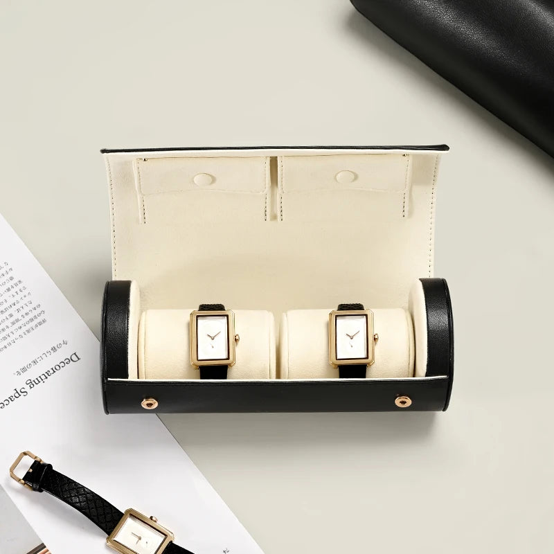 Étui Montre Cuir Voyage Multifonction Compartiment