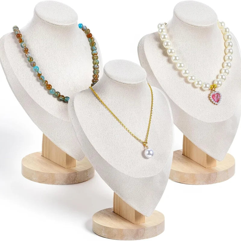 Buste Collier Velours Beige Mannequin Présentoir