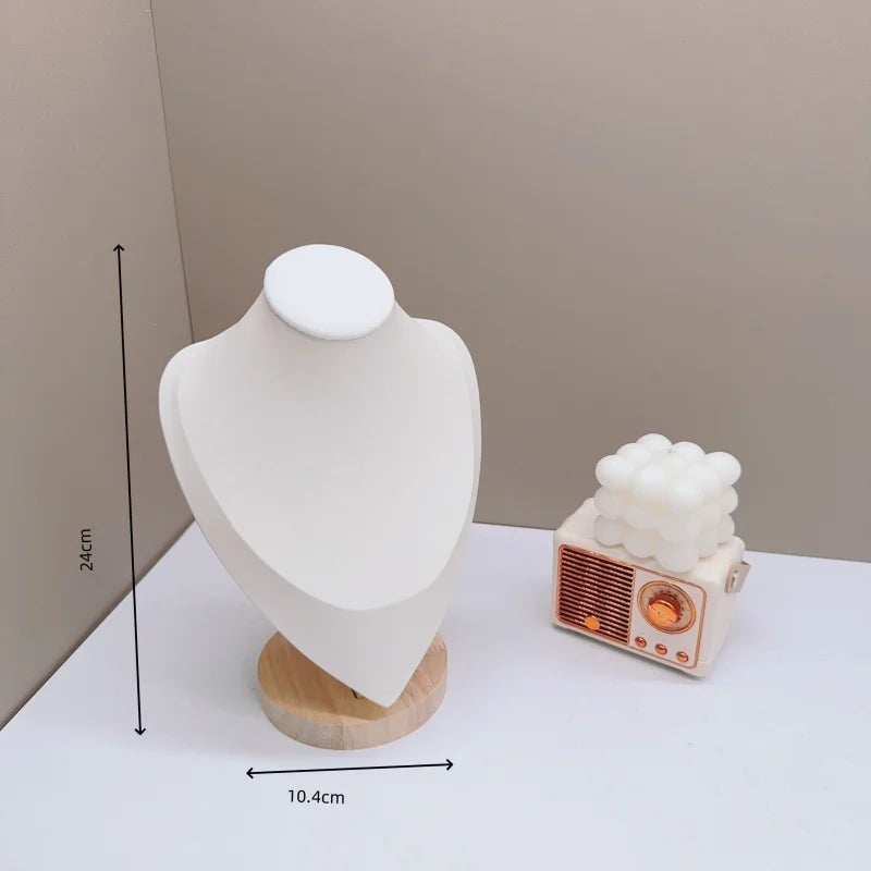 Présentoir Collier Buste Velours Bois