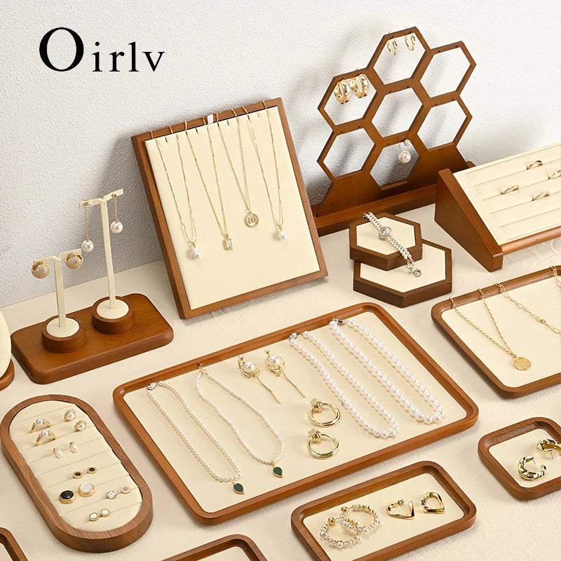 Présentoir Bijoux Bois Beige Collier Multifonctions