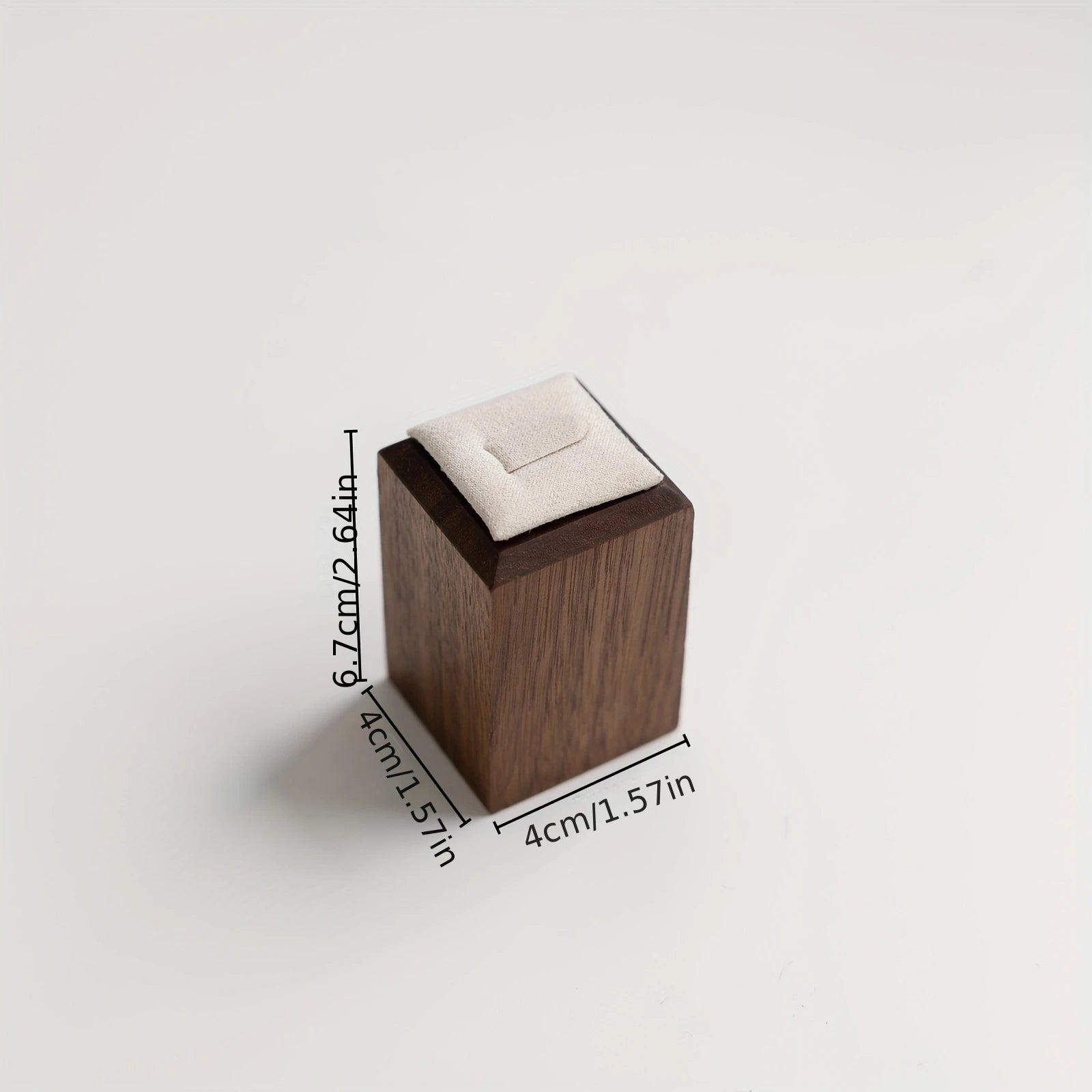 Support Bague Carre Noyer Comptoir Vitrine