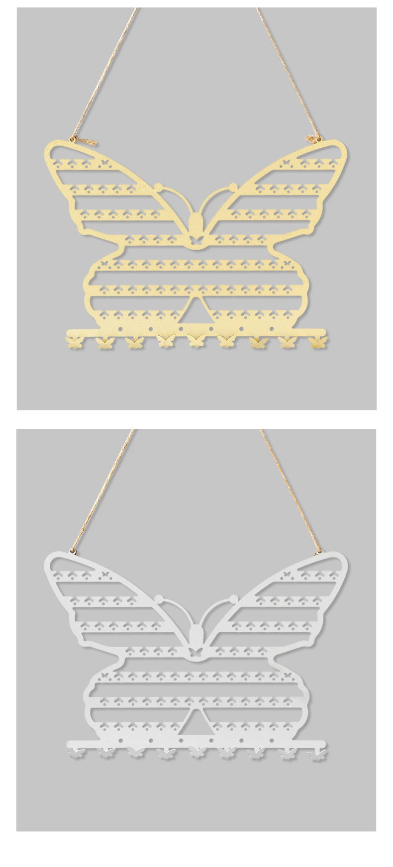 Présentoir Collier Mural Métal Papillon Décoratif