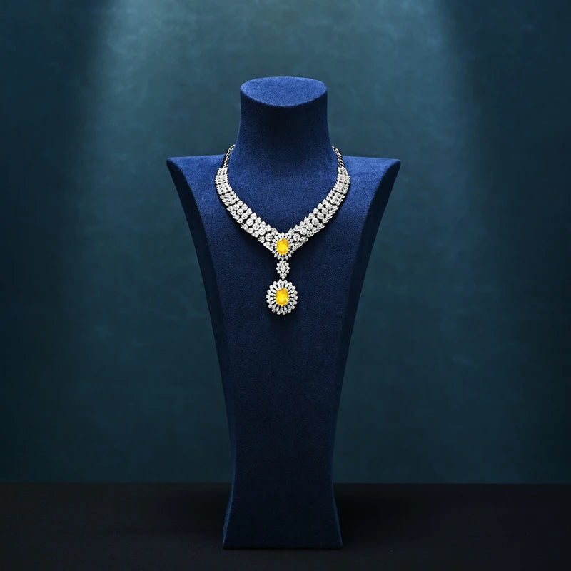 Buste Collier Velours Bleu Premium Mannequin