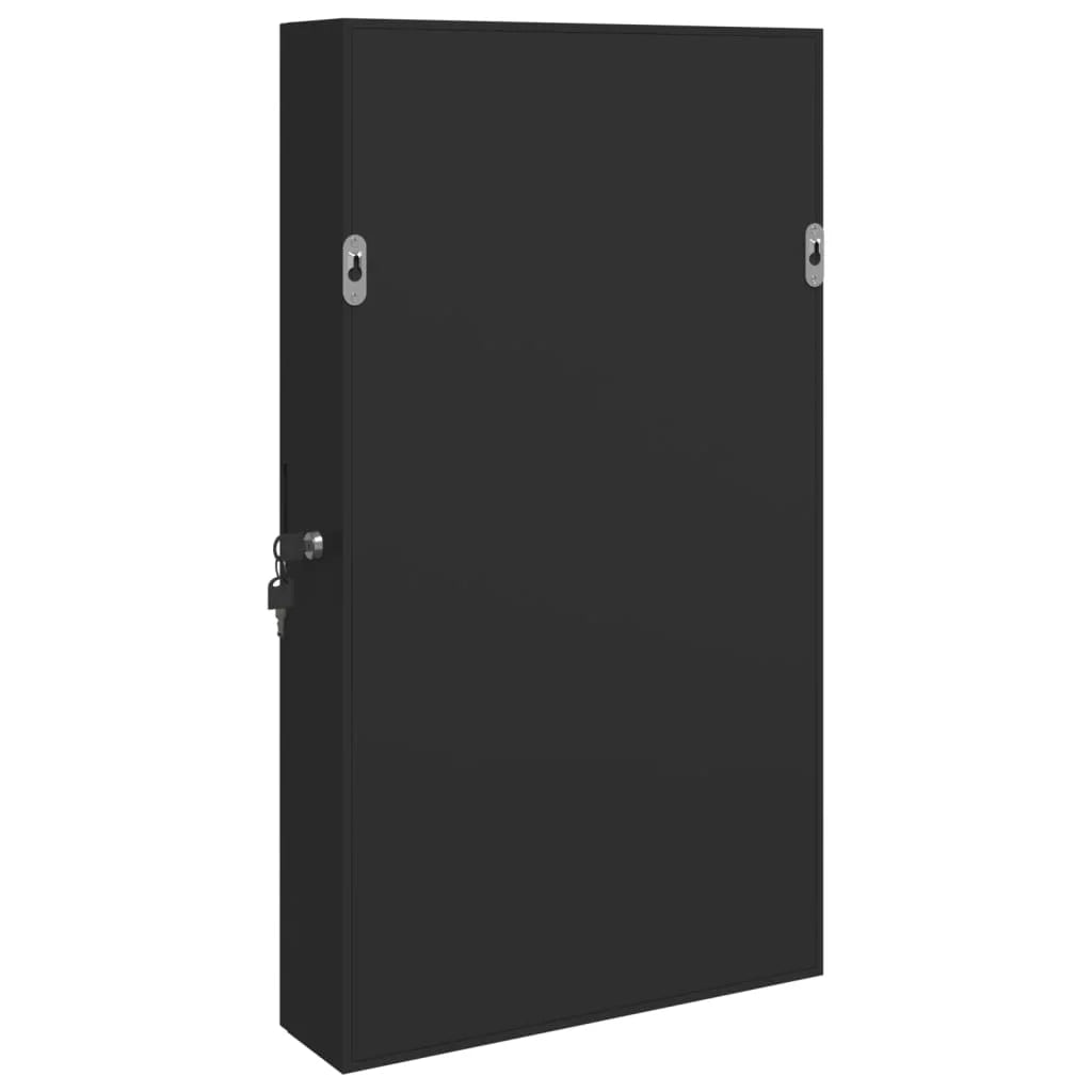 Boîte Bijoux Bois Murale Noire LED Miroir Élégance