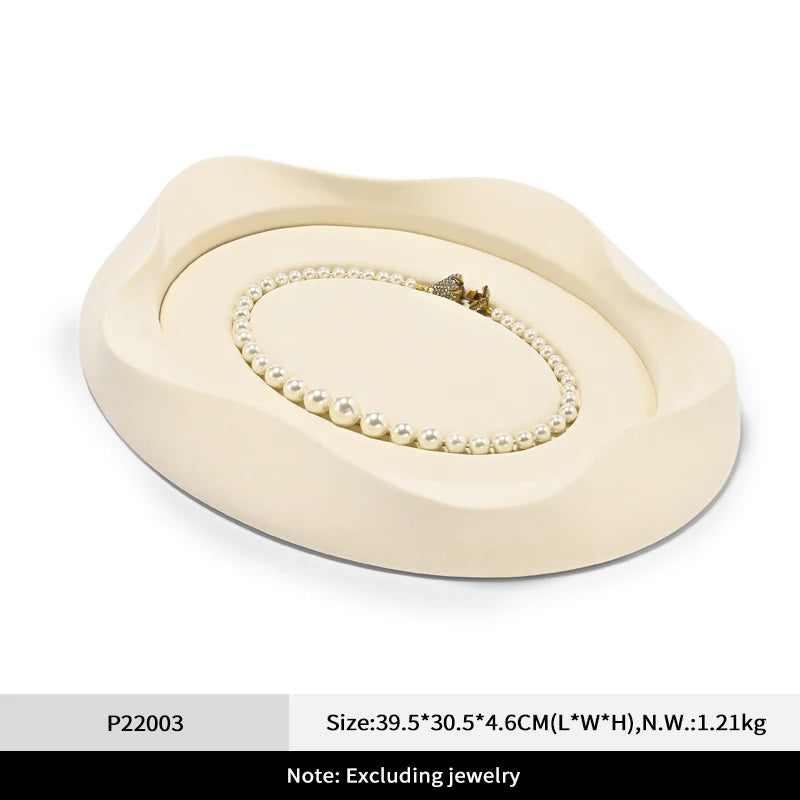 Plateau Bijoux Microfibre Beige Pétale