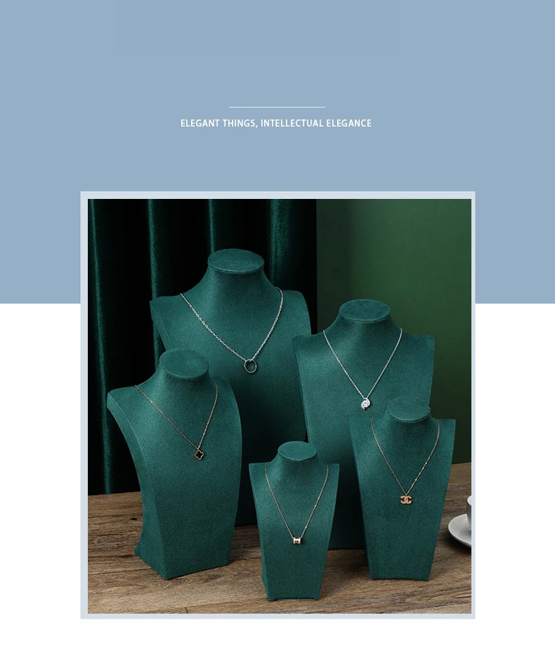 Présentoir Collier Buste Velours Vert Émeraude