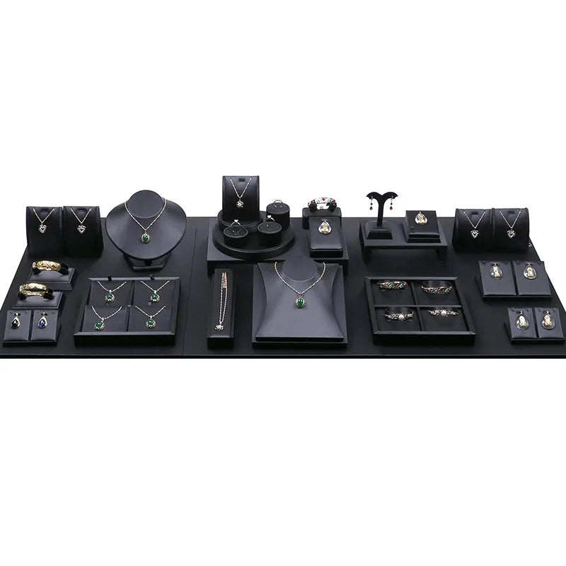 Buste Bijoux Cuir Noir Modulable Vitrine