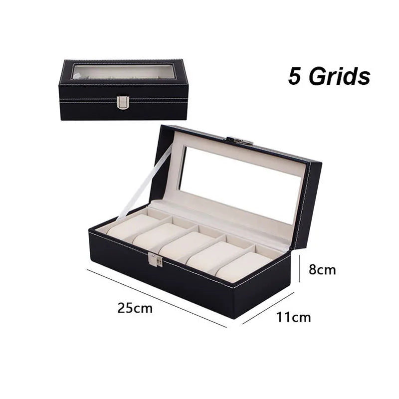Boite Montre Cuir Beige Vitrine Verre Classique