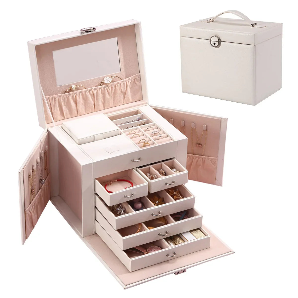 Boite Bijoux Cuir Velours Grand Format 26cm