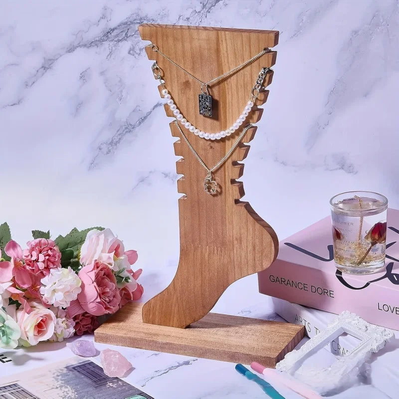 Présentoir Bois Pied Bracelet Cheville Collier