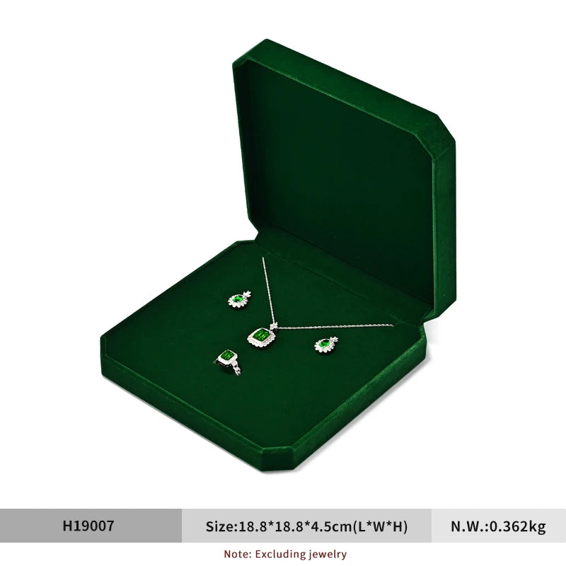 Boite Bagues Velours Vert Pierres Précieuses Premium