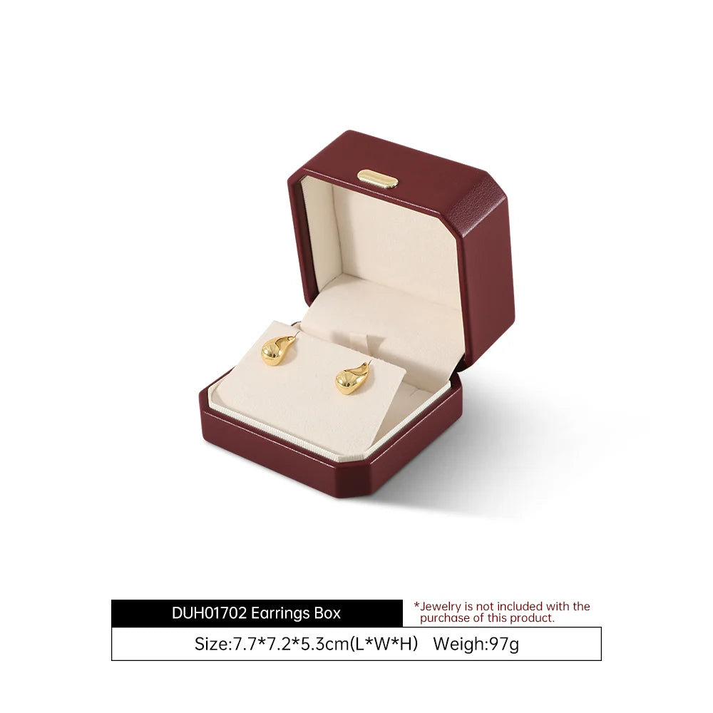 Boîte Cuir Bijoux Bague Boucle Oreille Coffret Cadeau