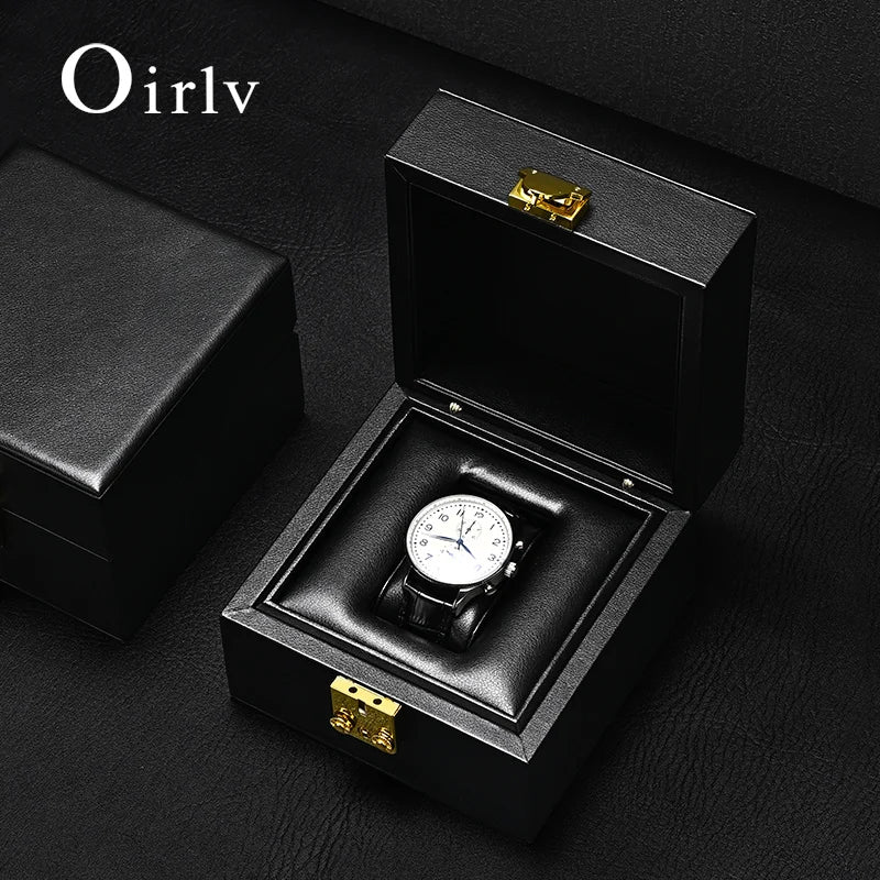 Étui Montre Cuir Noir Premium Rangement