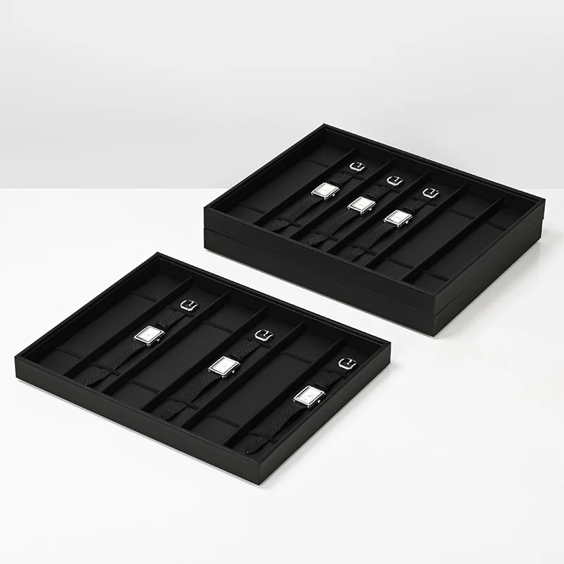 Plateau Montre 6 Emplacements Cuir Velours