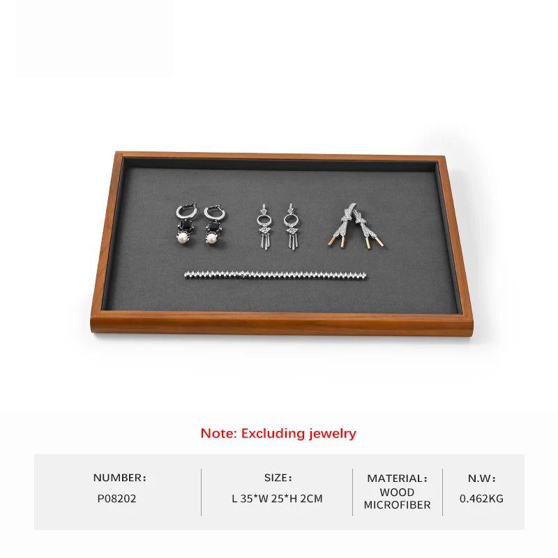 Plateau Bijoux Bois Gris Velours Modulable