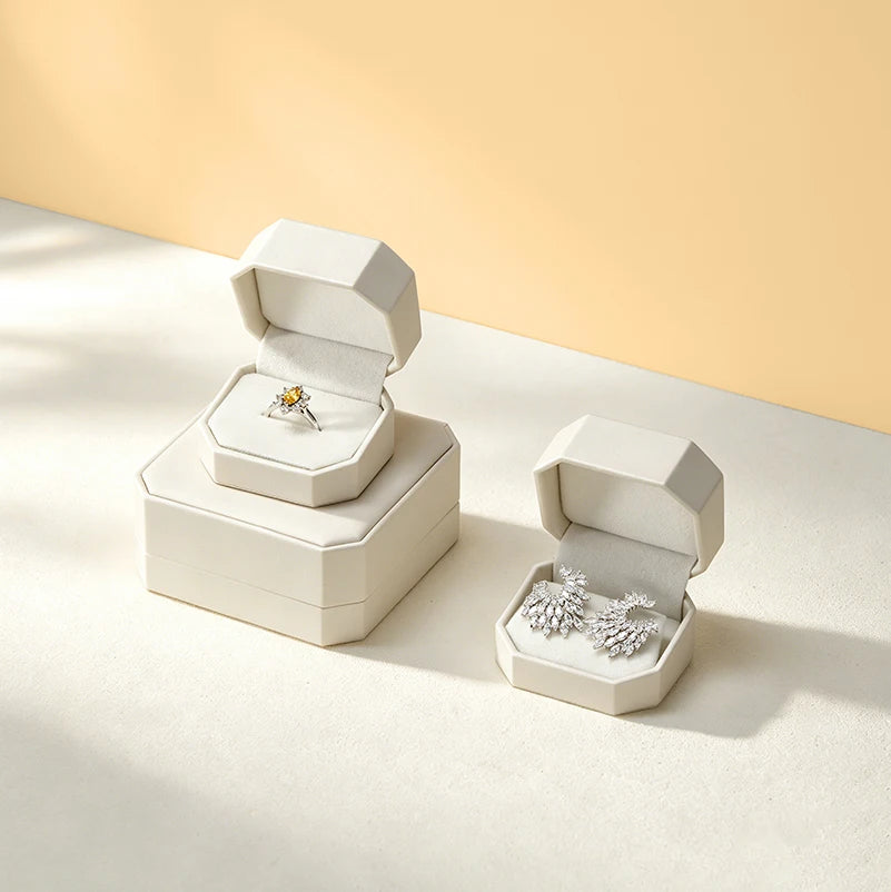 Boîte Bague Cuir Mariage Bijoux Cadeau