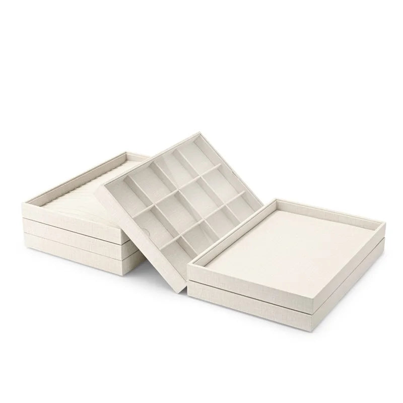 Plateau Bijoux Cuir Multi-fonction Beige