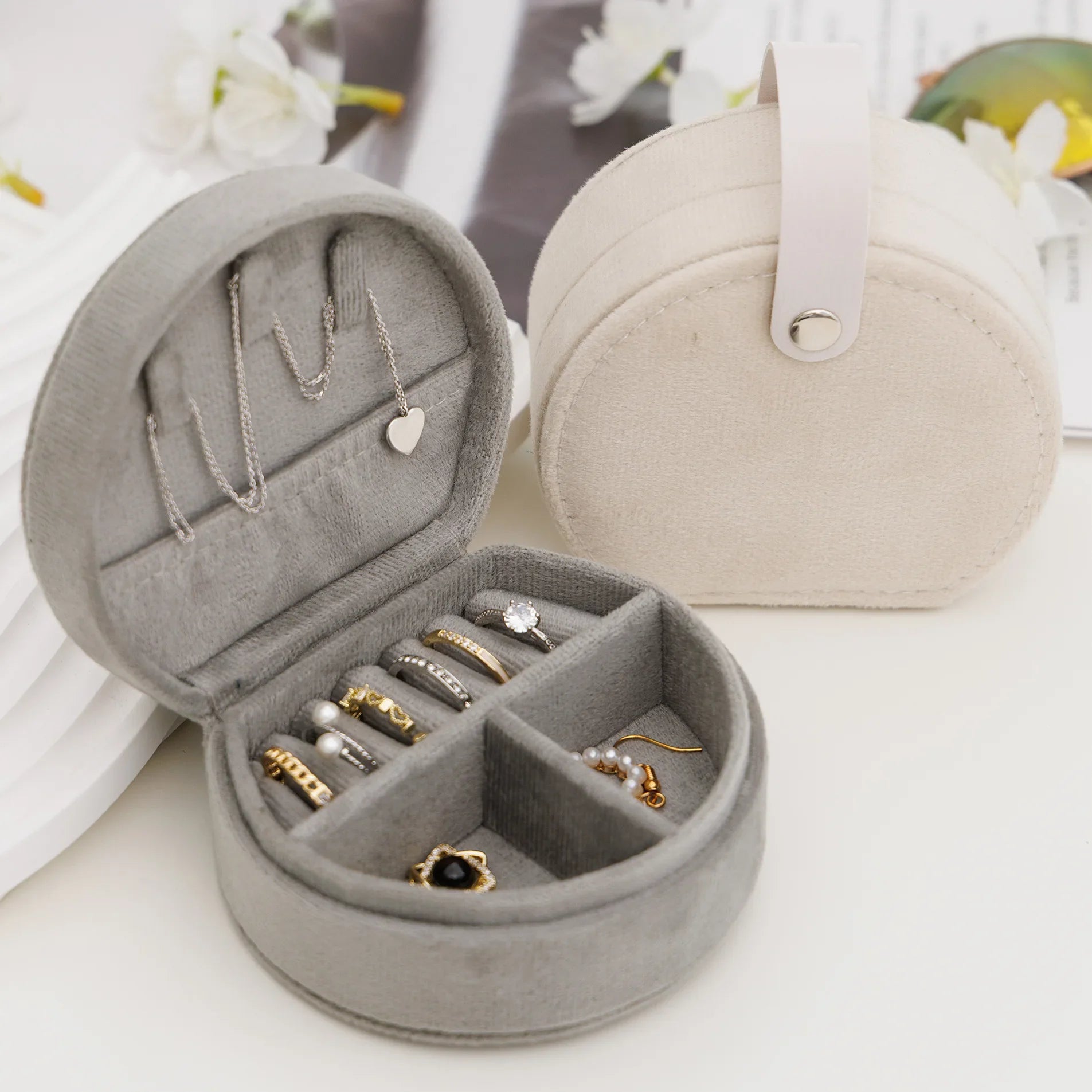 Boîte à Bijoux Velours Mini Portable Voyage