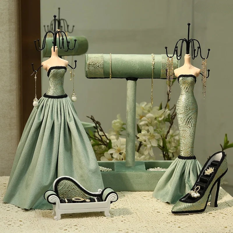 Arbre à Bijoux Mannequin Robe Vert d'Eau 6 Modèles