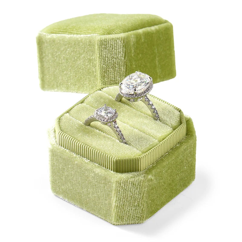Boite Bagues Velours Mariage 3 Compartiments