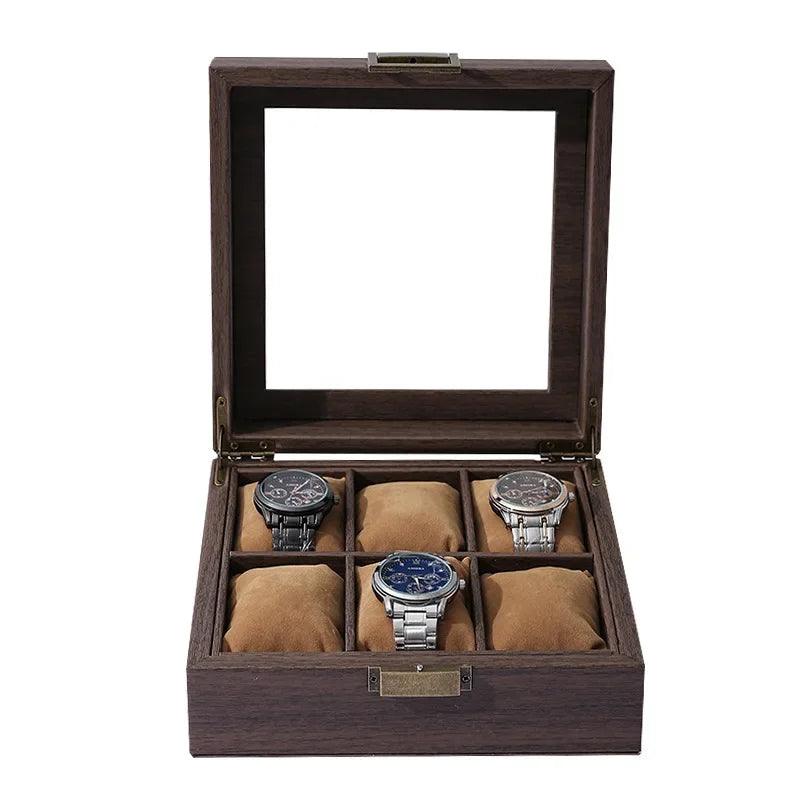Boîte Montre Bois Effet Vintage 6 Places