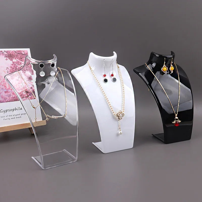 Présentoir Collier Buste Plastique 3 Coloris