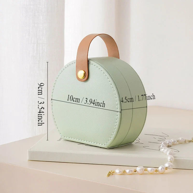 Boite Bijoux Cuir Ronde Pochette