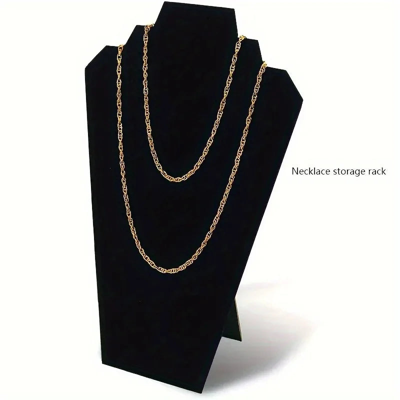 Présentoir Collier Velours Plat Noir Élégant