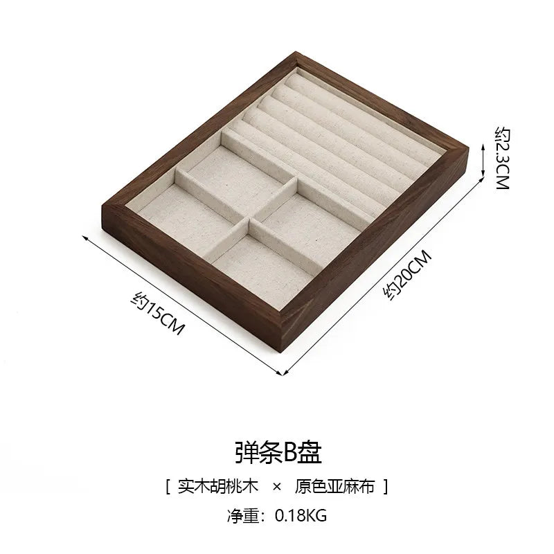 Boîte Bijoux Bois Noyer Lin Premium