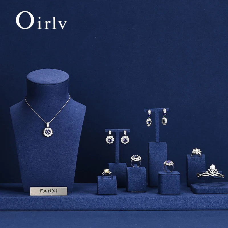 Buste Bijoux Cuir Bleu Modulable Vitrine