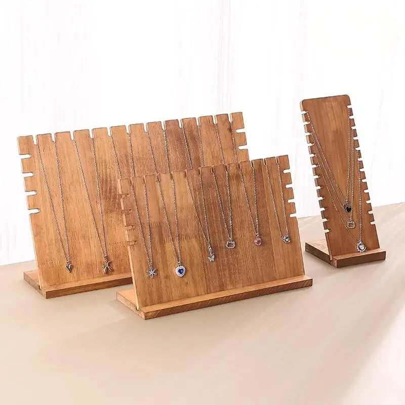 Présentoir Collier Bois Plat Noyer