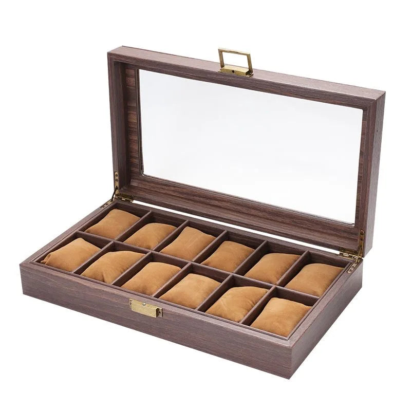 Présentoir Montre Cuir Coffre Double Rangement