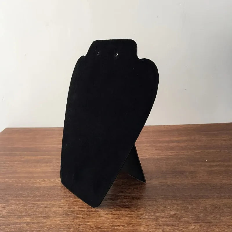 Présentoir Collier Buste Velours Noir Plat