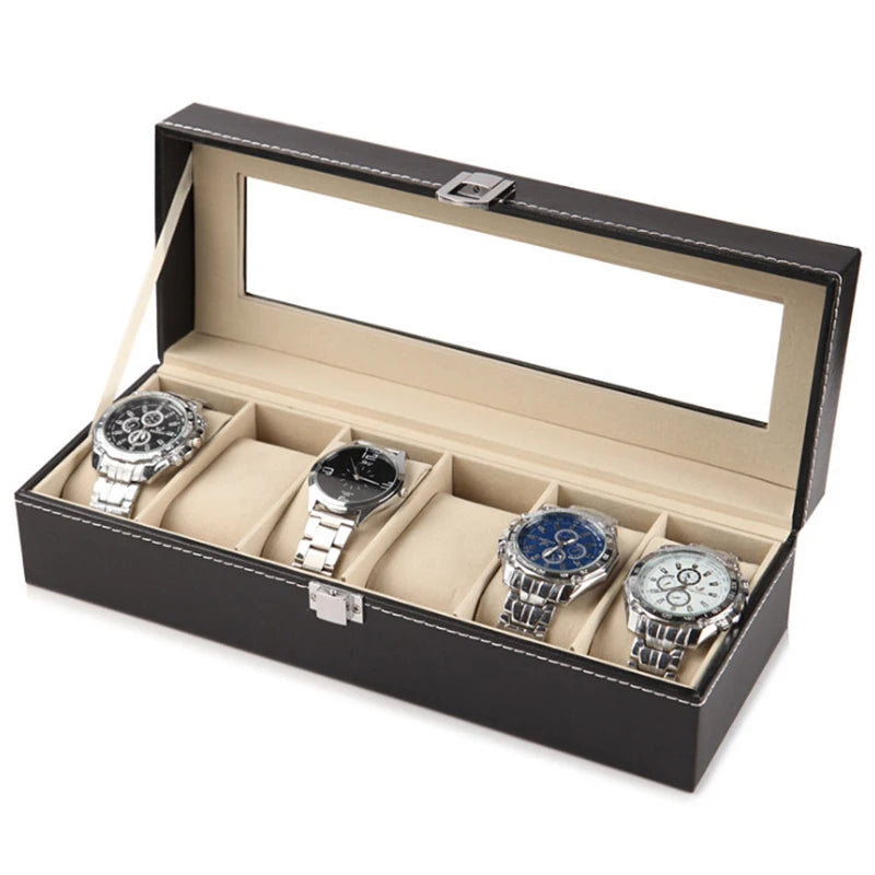 Boite Montre Cuir Verre Multi Emplacements