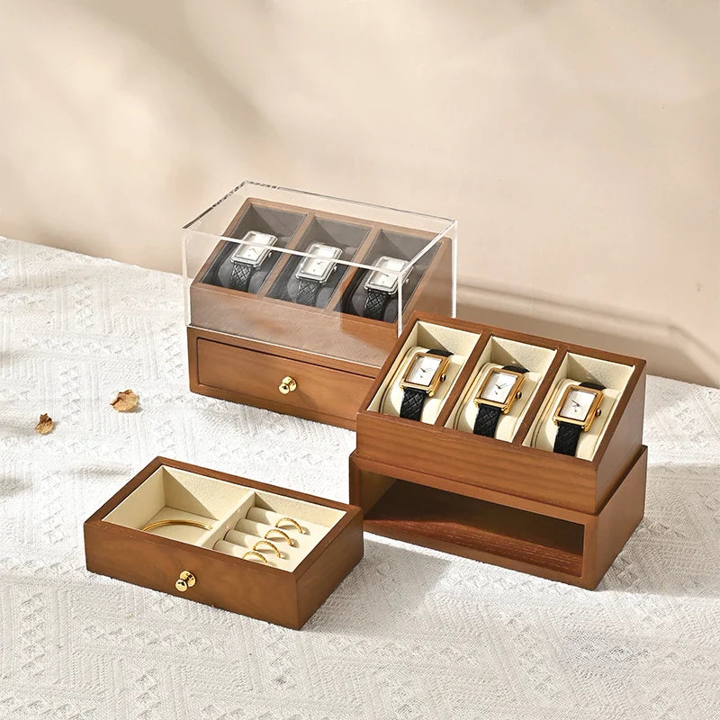 Boîte Bijoux Bois Double Étage 3 Emplacements