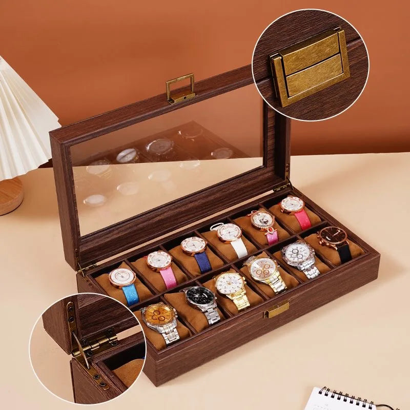 Présentoir Montre Cuir Coffre Double Rangement
