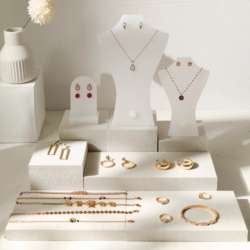 Présentoir Bijoux Lin Coton Naturel