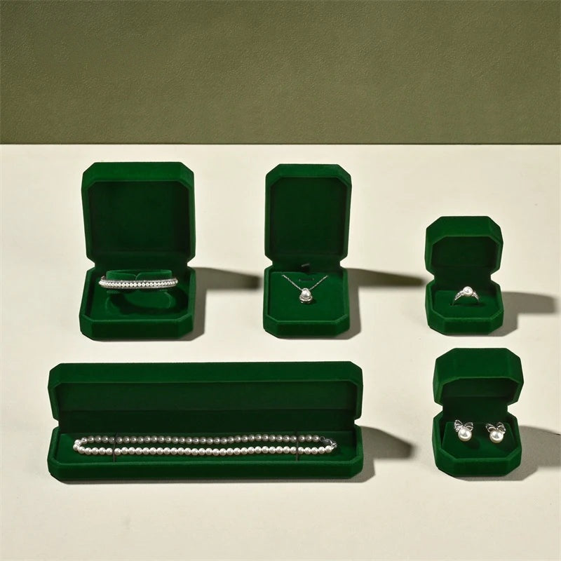 Écrin à Bijoux Velours Vert Émeraude, 7 Formats